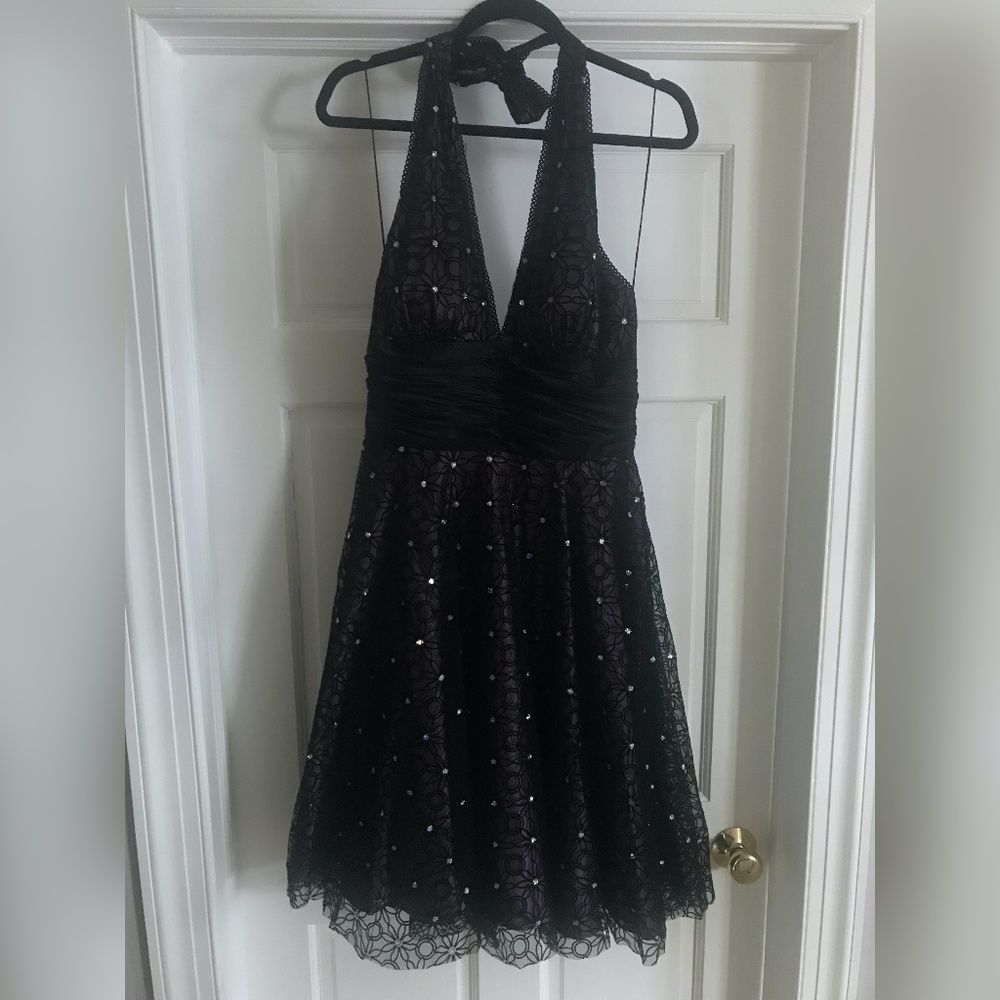 Black and purple cocktail dress